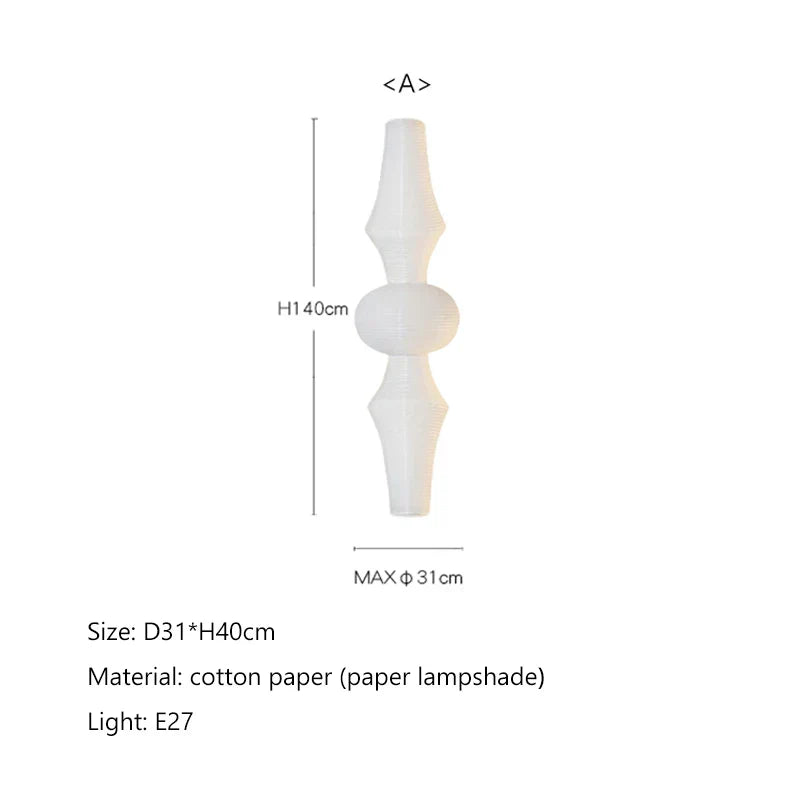 Suspension japonaise LED en papier de riz Wabi Sabi