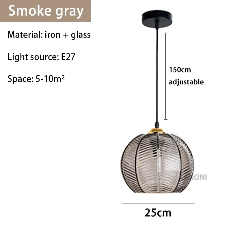 Suspension verre strié vert design moderne nordique