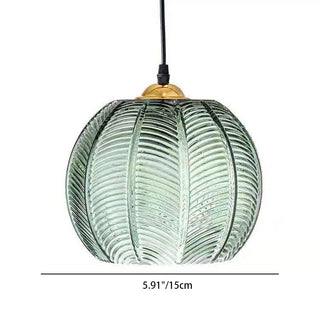 Suspension verre design motif feuille verte moderne