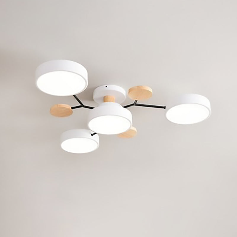 Plafonnier LED design scandinave en métal et bois