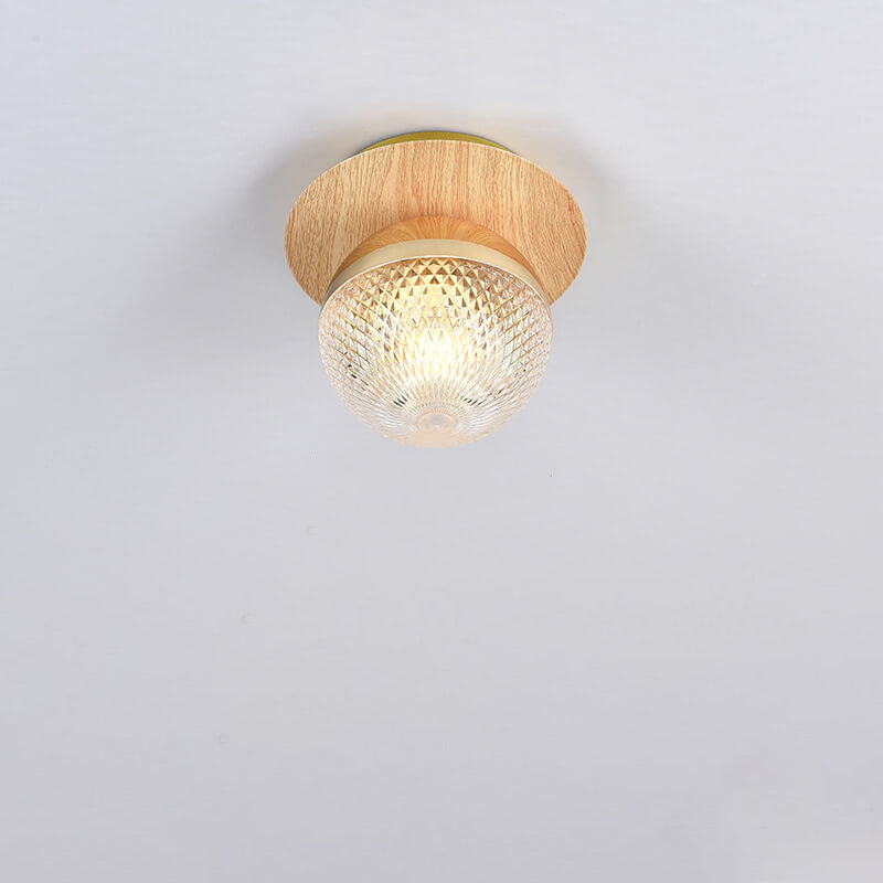 Plafonnier japonais en bois et verre design minimaliste