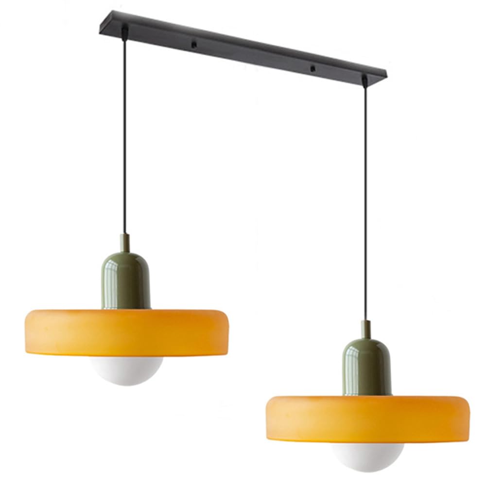 Suspension vintage double Bauhaus en verre et métal
