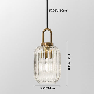 Suspension design verre cannelé et finition dorée