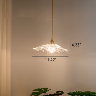Suspension vintage verre et laiton motif floral