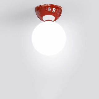 Suspension boule verre rouge design scandinave moderne