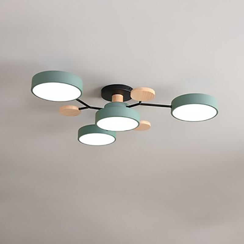 Plafonnier LED design scandinave en métal et bois
