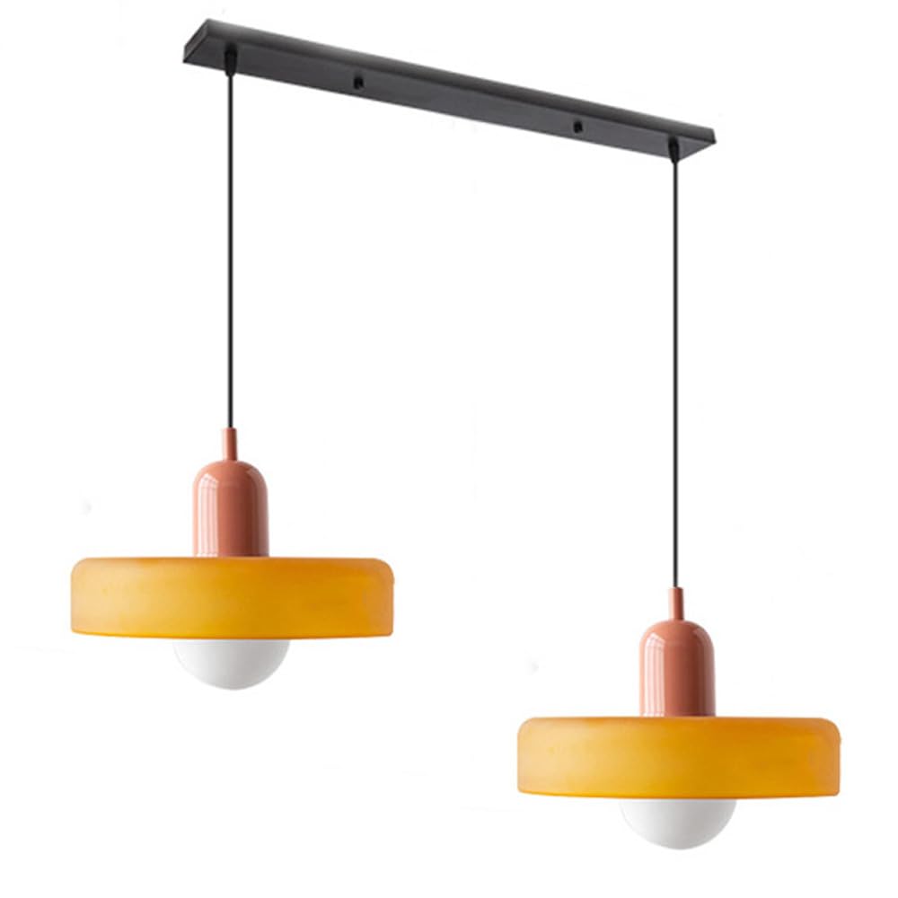 Suspension vintage double Bauhaus en verre et métal