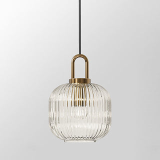 Suspension design verre cannelé et finition dorée