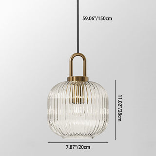 Suspension design verre cannelé et finition dorée