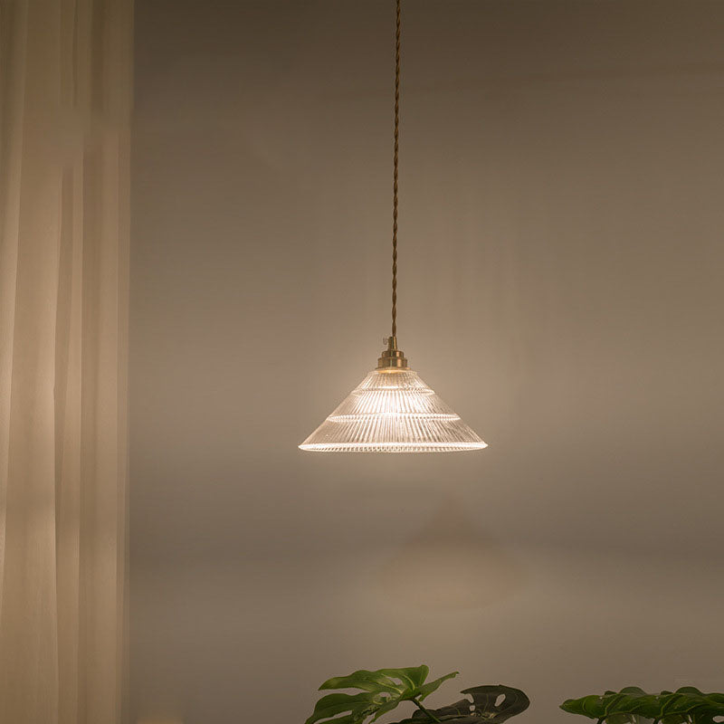 Suspension vintage verre et laiton motif floral