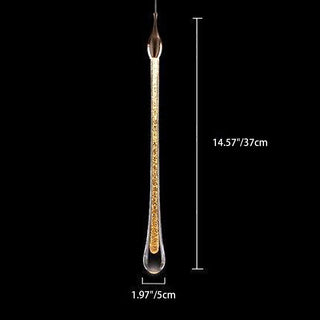 Suspension LED design goutte d'eau dorée en verre