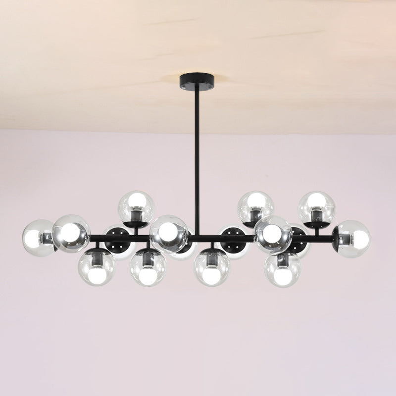 Suspension design moderne globes verre et métal doré