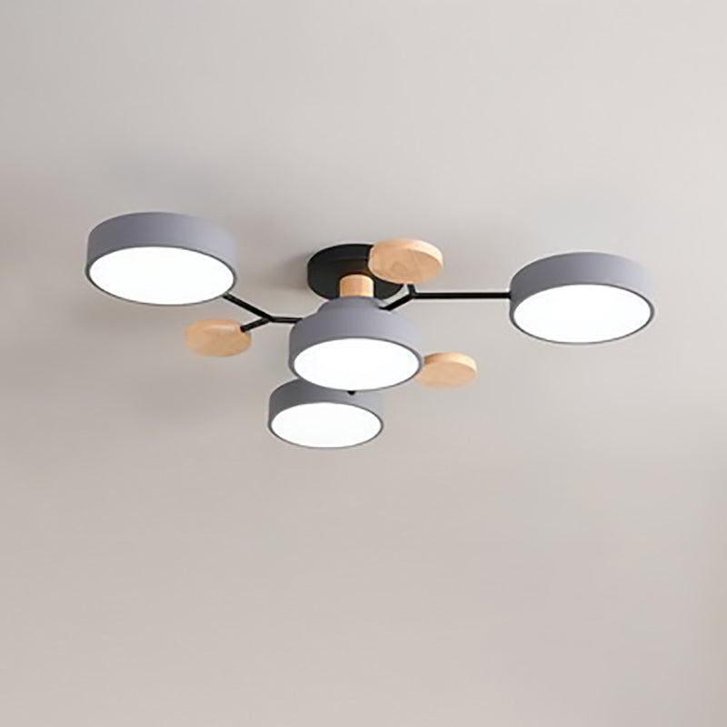 Plafonnier LED design scandinave en métal et bois