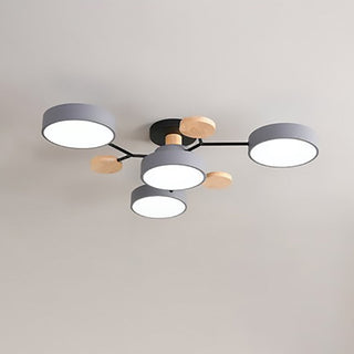 Plafonnier LED design scandinave en métal et bois