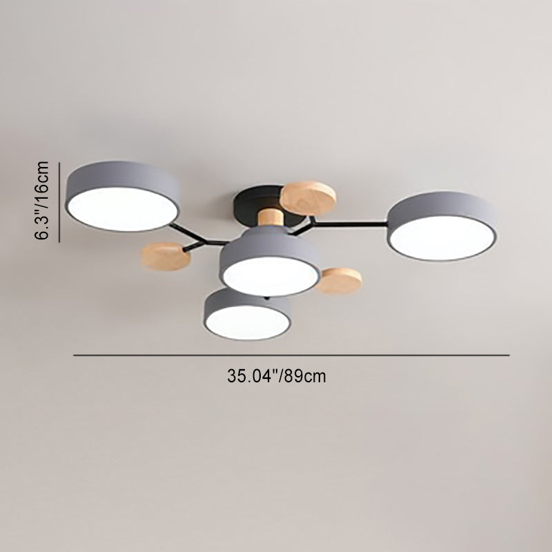 Plafonnier LED design scandinave en métal et bois