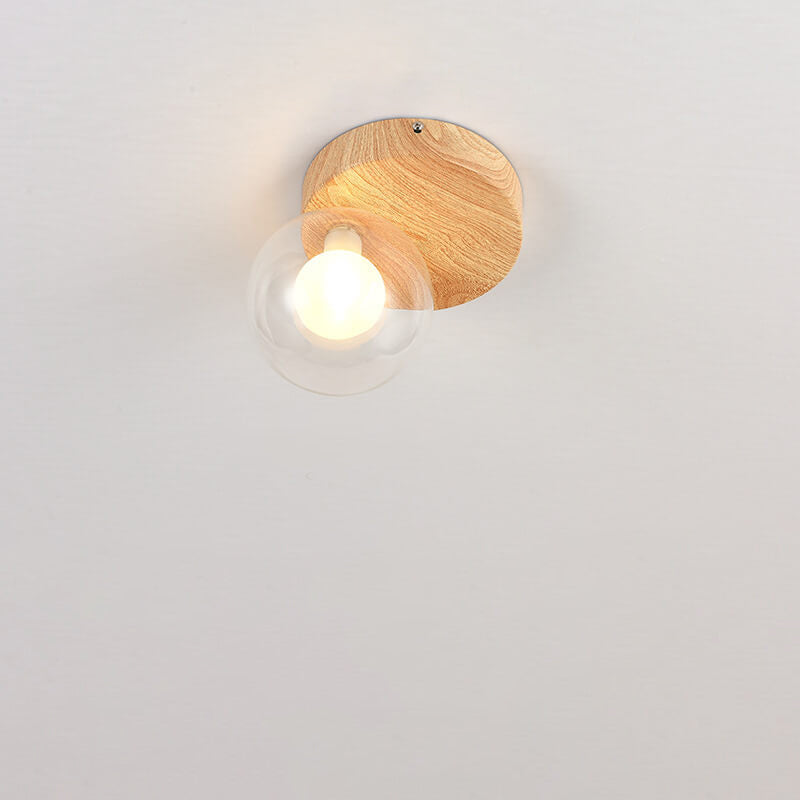 Plafonnier japonais en bois et verre design minimaliste
