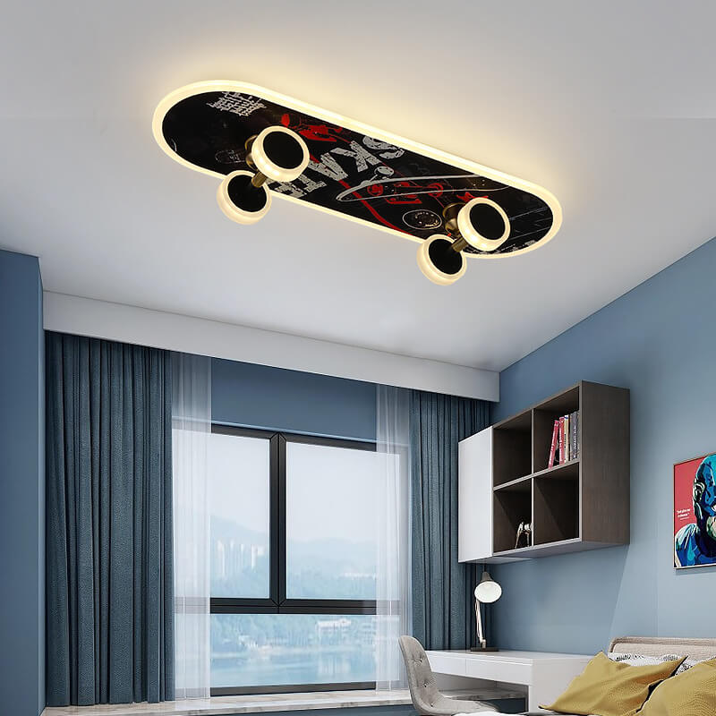 Plafonnier LED design skateboard pour chambre enfant