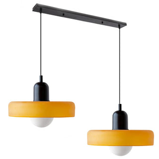 Suspension vintage double Bauhaus en verre et métal