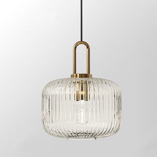 Suspension design verre cannelé et finition dorée