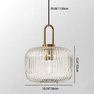 Suspension design verre cannelé et finition dorée