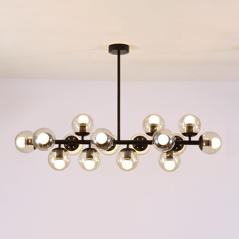 Suspension design moderne globes verre et métal doré