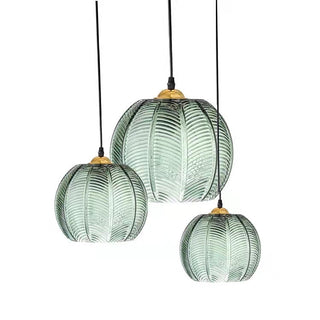 Suspension verre design motif feuille verte moderne