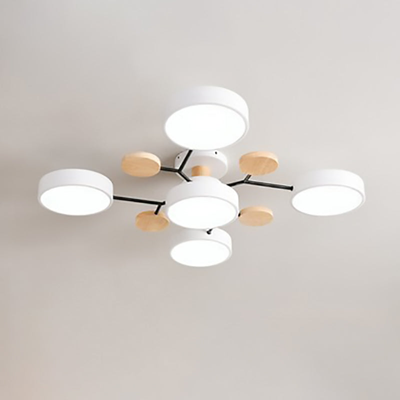 Plafonnier LED design scandinave en métal et bois