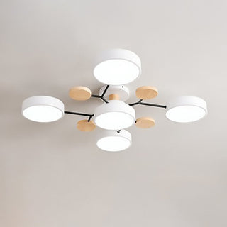Plafonnier LED design scandinave en métal et bois