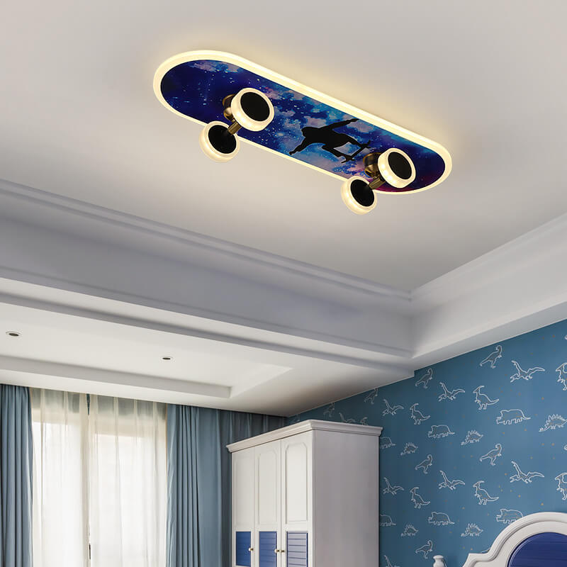 Plafonnier LED design skateboard pour chambre enfant