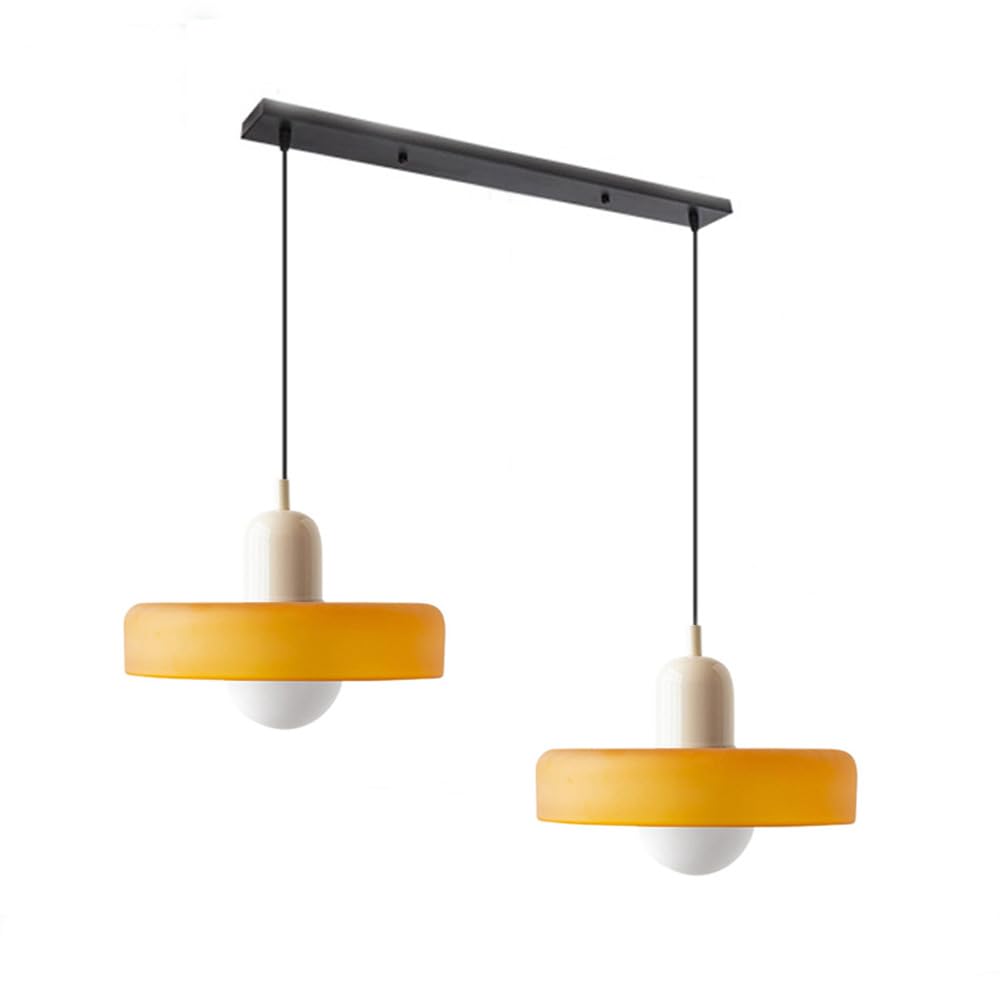 Suspension vintage double Bauhaus en verre et métal