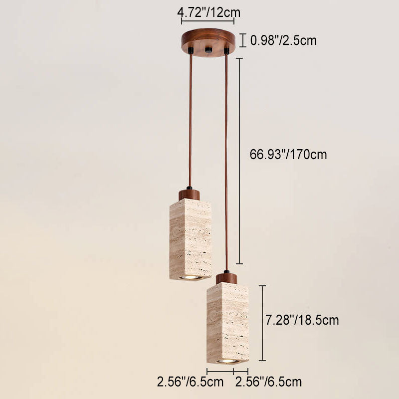 Suspension japonaise pierre et bois style wabi-sabi
