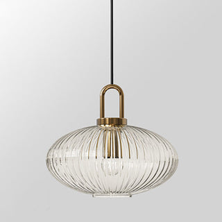 Suspension design verre cannelé et finition dorée