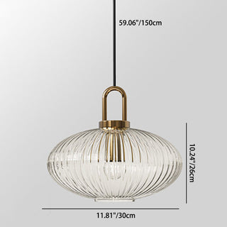 Suspension design verre cannelé et finition dorée