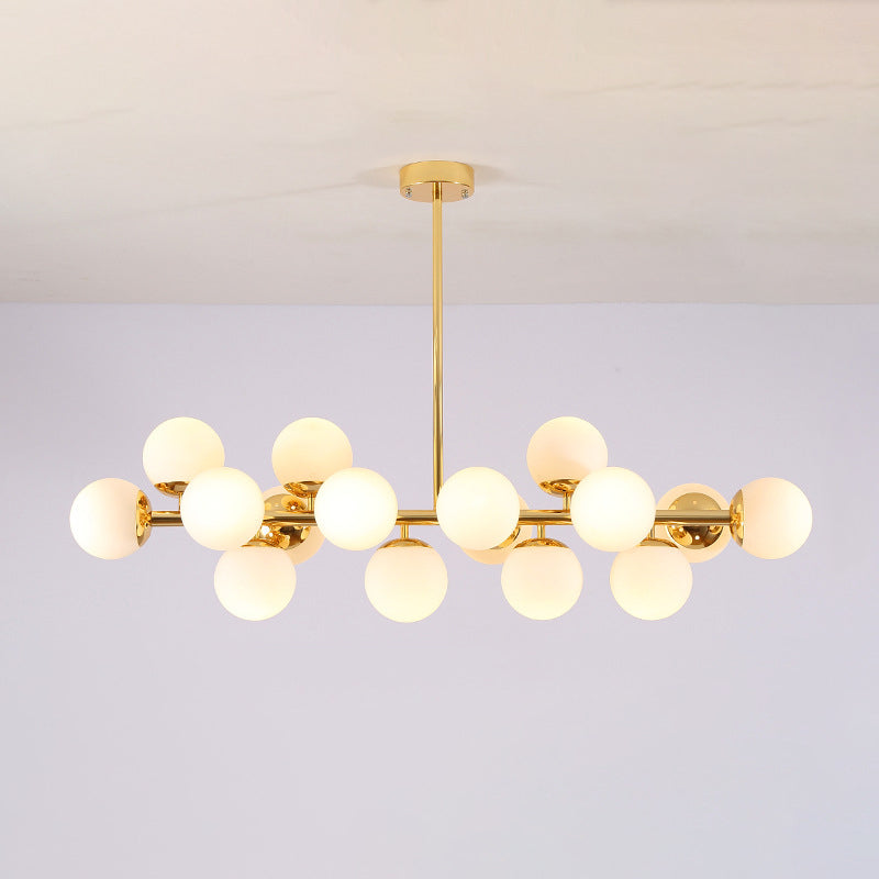 Suspension design moderne globes verre et métal doré