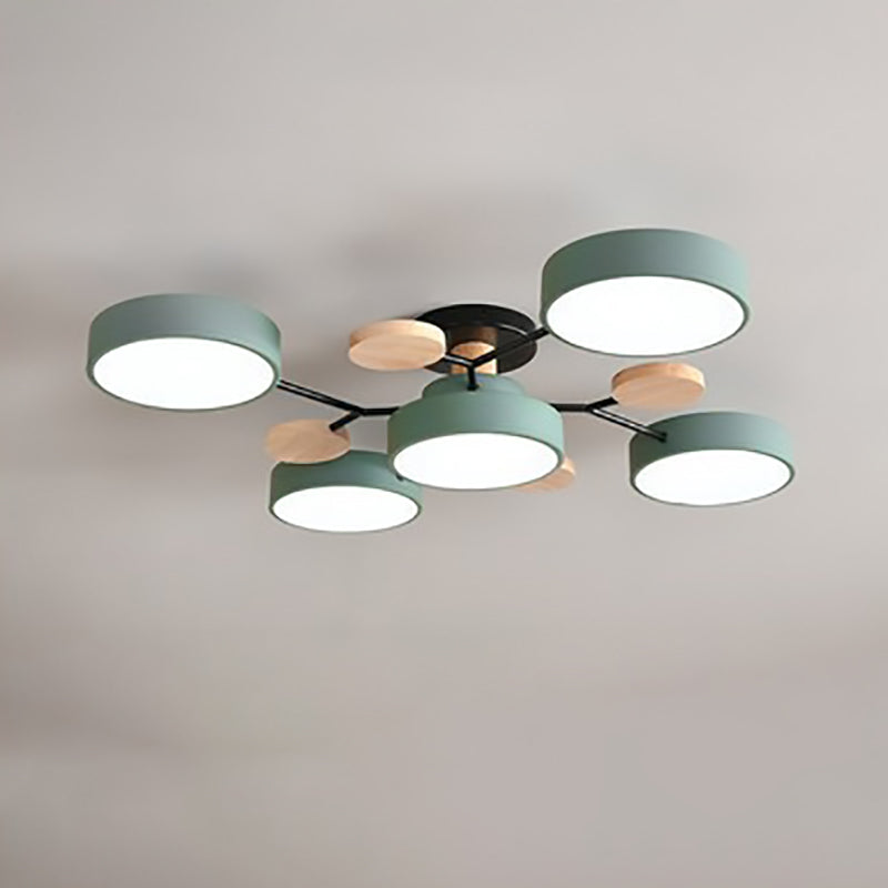 Plafonnier LED design scandinave en métal et bois