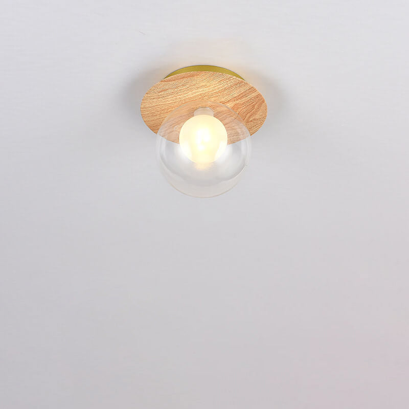 Plafonnier japonais en bois et verre design minimaliste
