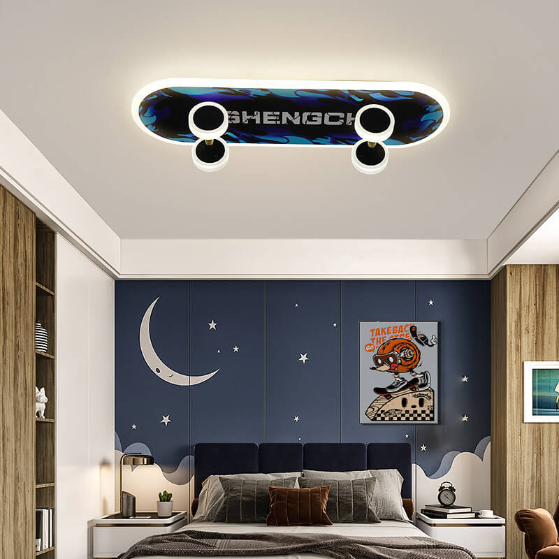 Plafonnier LED design skateboard pour chambre enfant