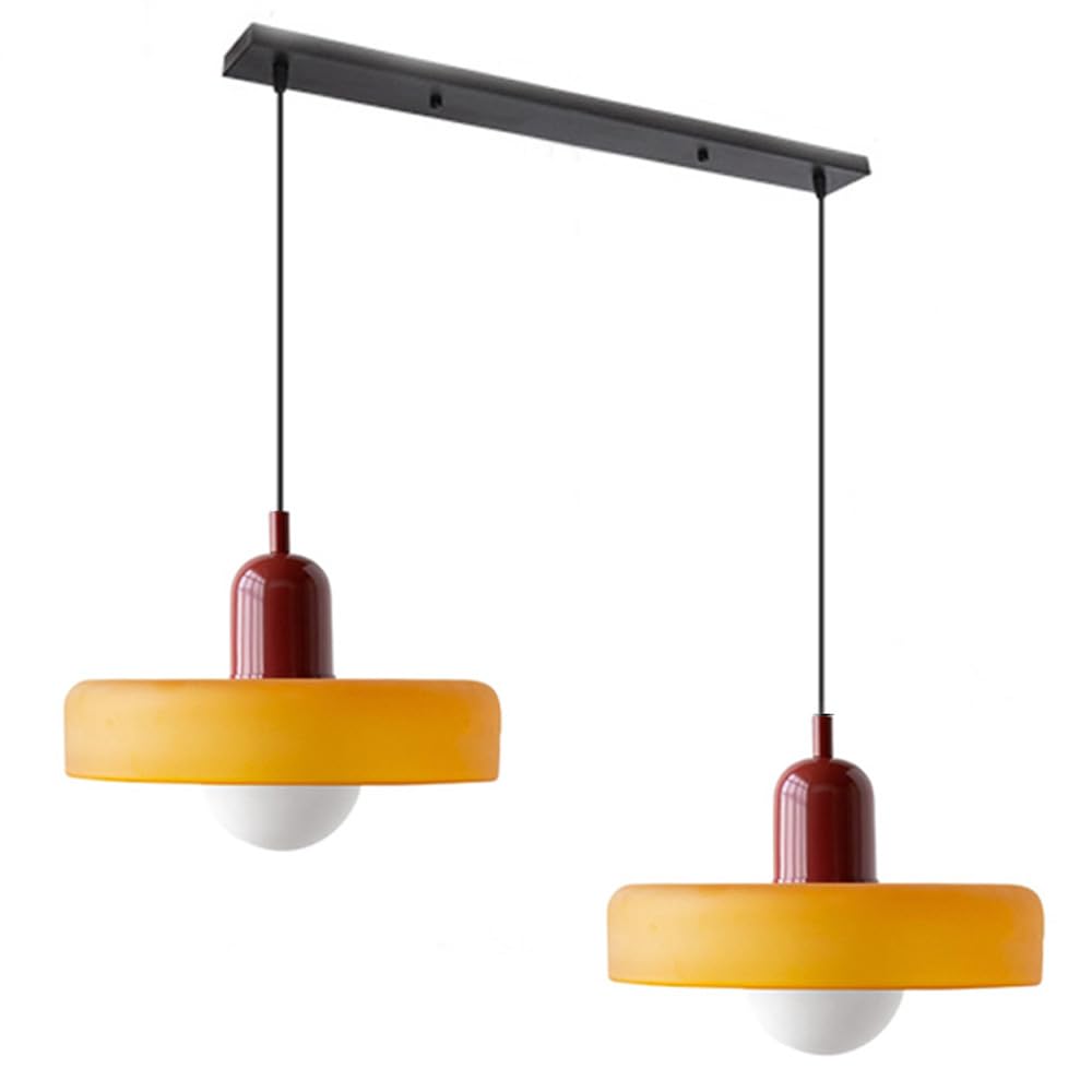 Suspension vintage double Bauhaus en verre et métal