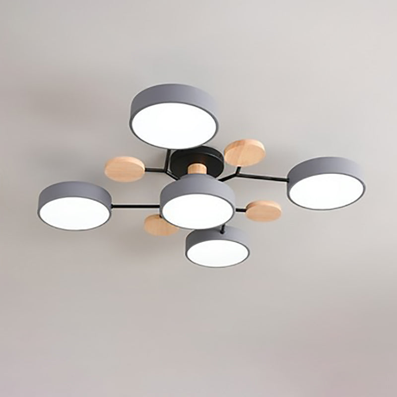 Plafonnier LED design scandinave en métal et bois