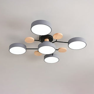 Plafonnier LED design scandinave en métal et bois