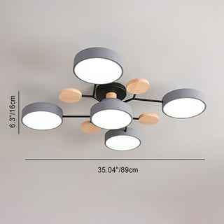 Plafonnier LED design scandinave en métal et bois