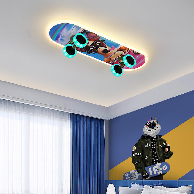 Plafonnier LED design skateboard pour chambre enfant