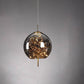 Suspension design verre et LED dorée moderne