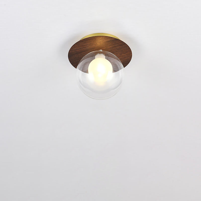 Plafonnier japonais en bois et verre design minimaliste