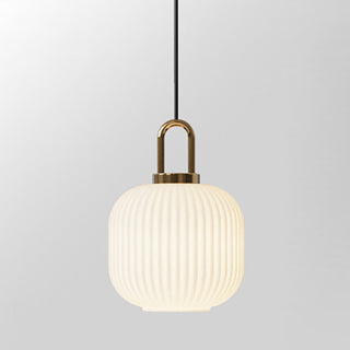 Suspension design verre cannelé et finition dorée