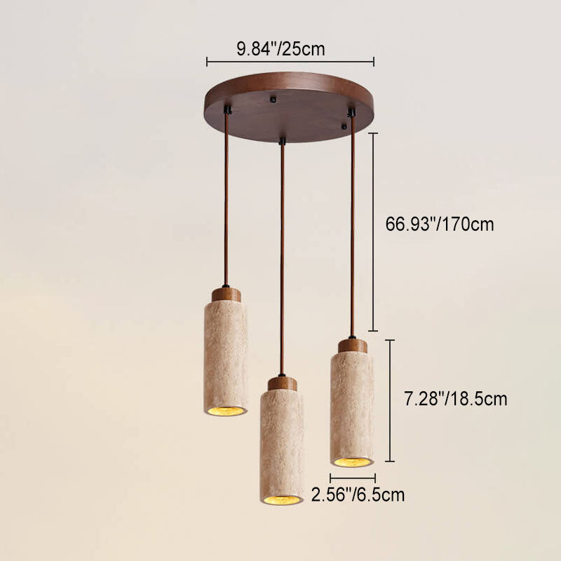 Suspension japonaise pierre et bois style wabi-sabi