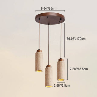 Suspension japonaise pierre et bois style wabi-sabi