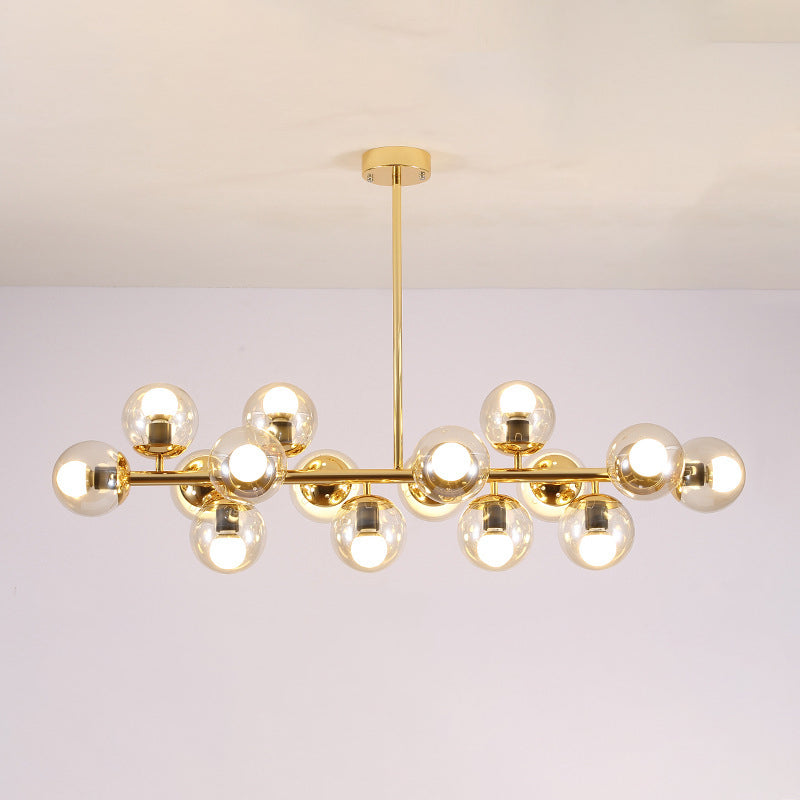 Suspension design moderne globes verre et métal doré