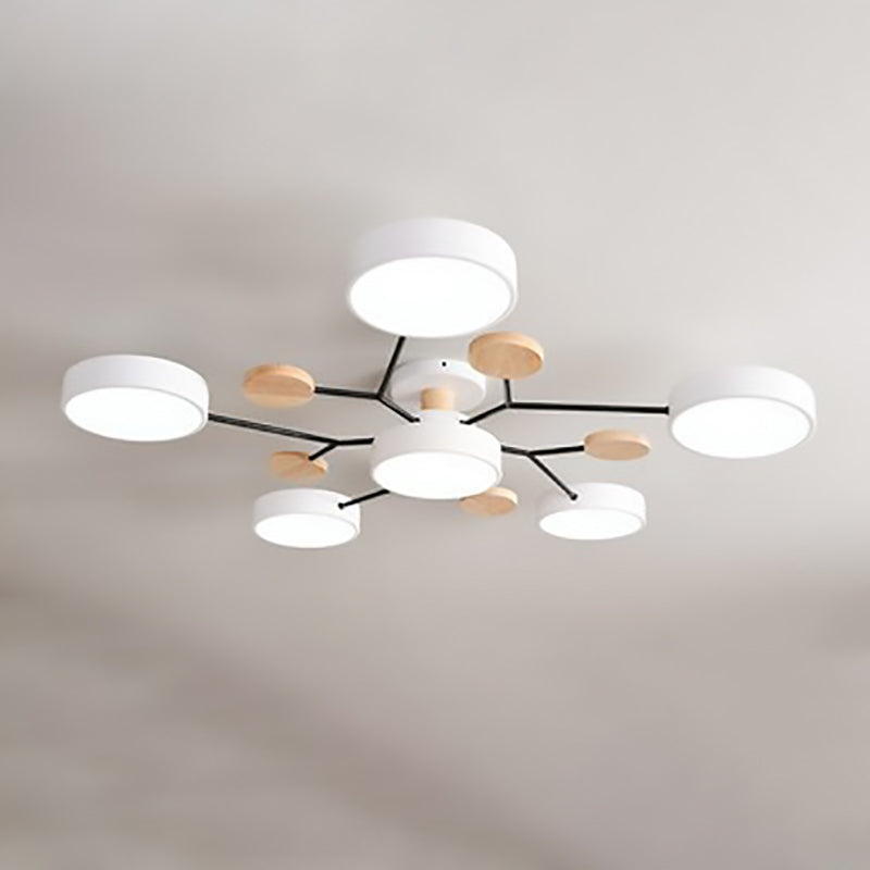 Plafonnier LED design scandinave en métal et bois