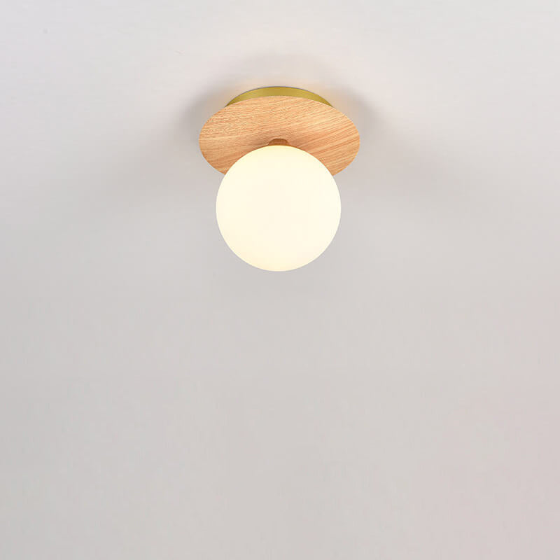 Plafonnier japonais en bois et verre design minimaliste